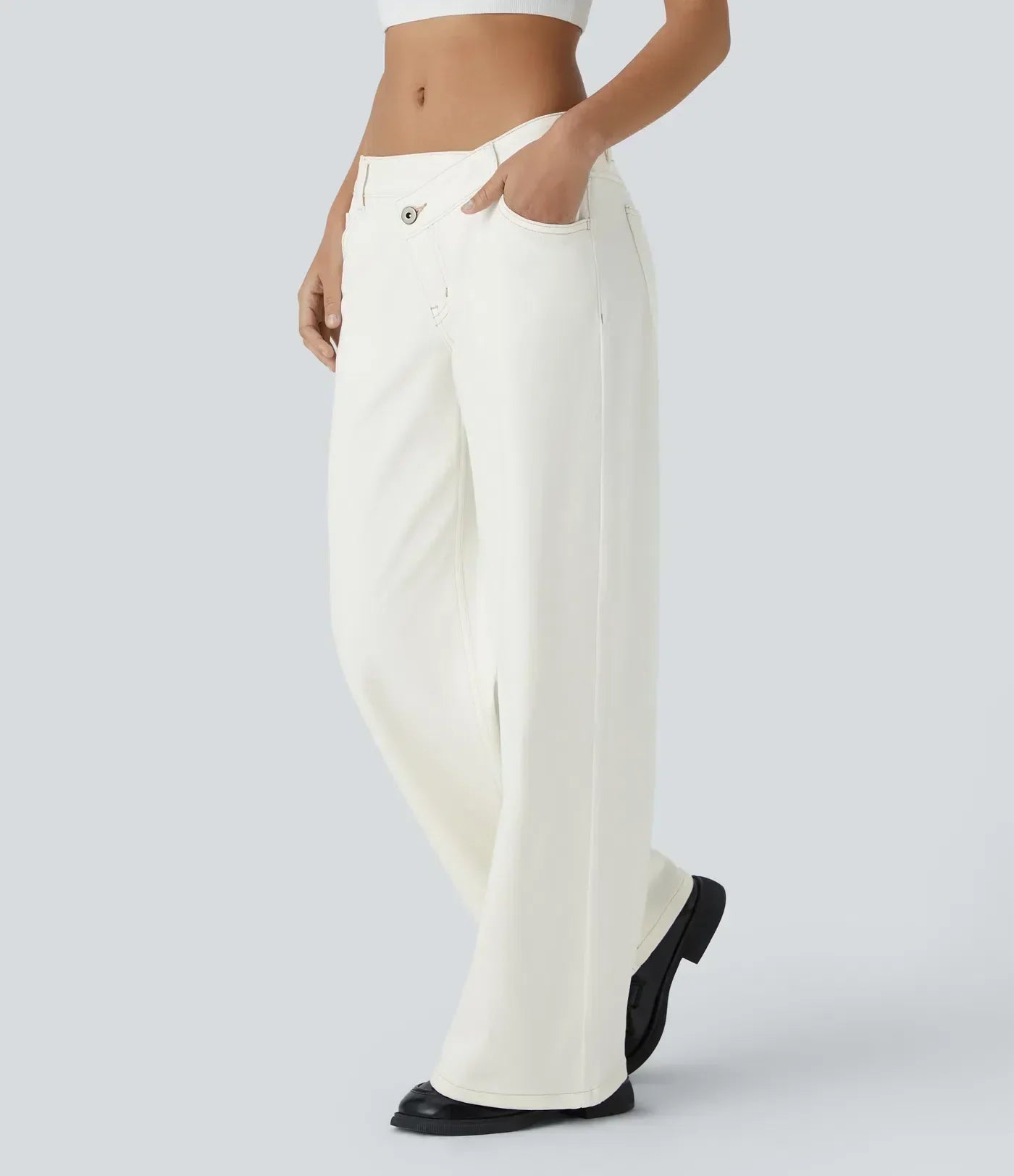 ColaFlex™ Low X - Jean taille basse avec fermeture bouton et zip, poches multiples à jambe large